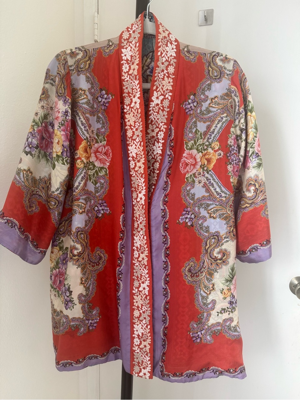 Johnny Was Reversible 100% Silk Kimono Jacket Blouse XXS